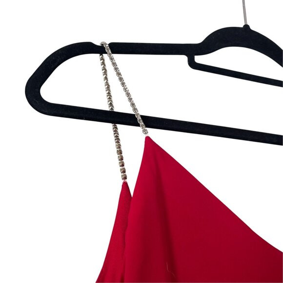 Dave & Johnny Red Maxi Rhinestone Strap Cocktail Dress SZ S Formal - Picture 5 of 10